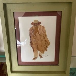 Vintage South American art made with banana leaves , artist signed